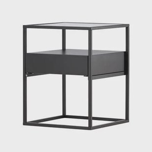 Nest living Dinand Metalen Bijzettafel met Lade - Zwart