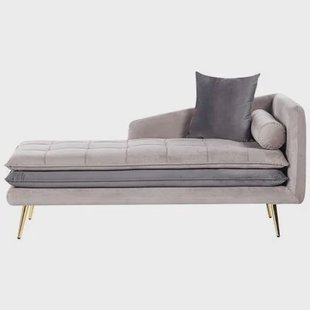 Beliani - GONESSE - Chaise longue - Taupe - Rechtszijdig - Fluweel