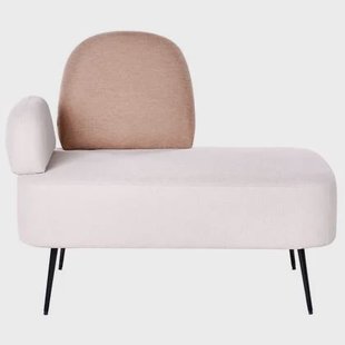 Beliani - ARCEY - Chaise longue - Lichtbeige - Linkszijdig - Stof