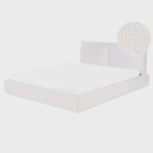 Beliani - VINAY - Tweepersoonsbed - Wit - 160 x 200 cm - Bouclé