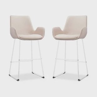 Nolon Nino-Eef Barkrukken Set van 2 - Beige - Wit - 75 cm