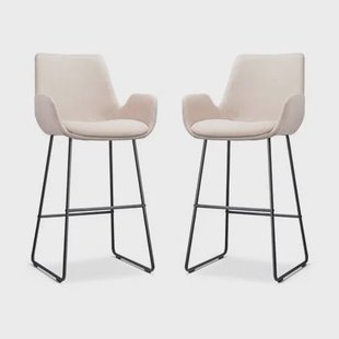 Nolon Nino-Eef Barkrukken Set van 2 - Beige - Zwart - 75 cm