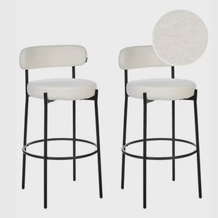 Beliani - ALLISON - Barkruk set van 2 - Wit - Bouclé