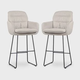 Nolon Nino-Mia Barkrukken Set van 2 - Beige - Zwart - 75 cm