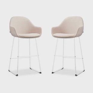 Nolon Nino-Mae Barkrukken Set van 2 - Beige - Wit - 75 cm