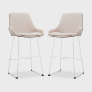 Nolon Nino-Isa Barkrukken Set van 2 - Beige - Wit - 75 cm