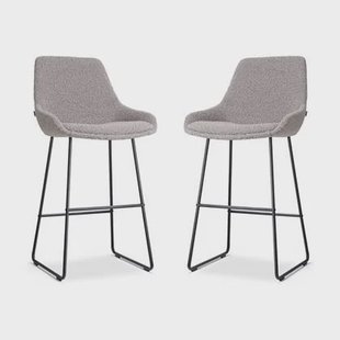 Nolon Nino-Isa Barkrukken Set van 2 - Bouclé Taupe - Zwart - 75 cm