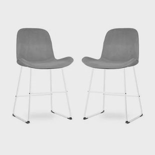 Nolon Nino-Fé Barkrukken Set van 2 - Velvet Grijs - Wit - 65 cm