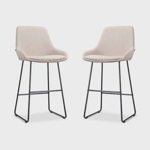 Nolon Nino-Isa Barkrukken Set van 2 - Beige - Zwart - 75 cm