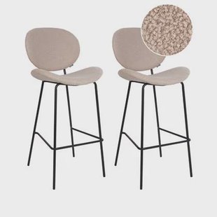 Beliani - LUANA - Barkruk set van 2 - Lichtbeige - Bouclé