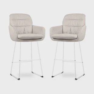 Nolon Nino-Mia Barkrukken Set van 2 - Beige - Wit - 75 cm