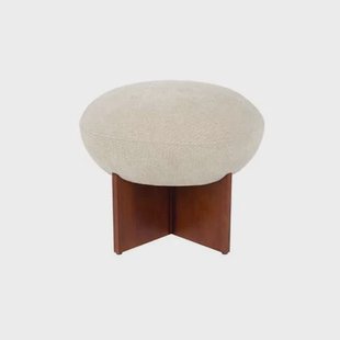 Housecraft Living Ufo Poef op Houten onderstel Rond 51 cm Beige| Bruin