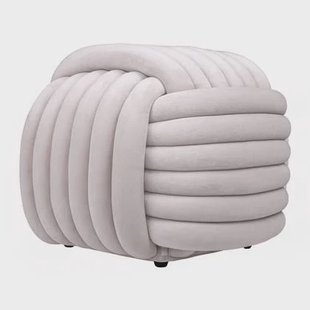 QUVIO Vierkante poef - Geknoopt - 45x45x42 cm - Beige