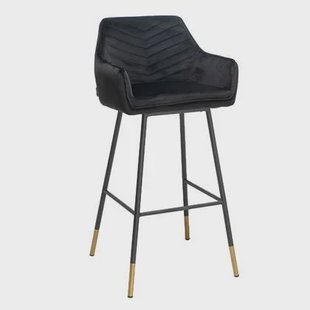 Bronx71 Velvet barkruk Fiona zwart 65-78 cm - Barkrukken set van 2