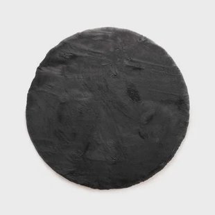 Tapeso Fluffy vloerkleed rond - Comfy Deluxe donkergrijs - 80 cm