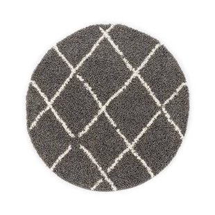 Boho&me Rond hoogpolig vloerkleed ruiten Habitat - grijs|wit - 280 cm
