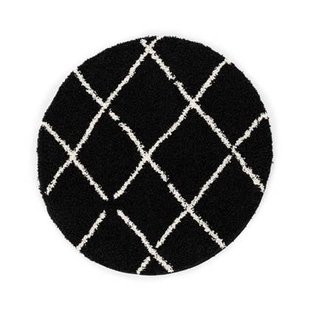 Boho&me Rond hoogpolig vloerkleed ruiten Habitat - zwart|wit - 280 cm