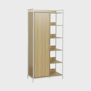 sweeek - Kledingkast met 1 hangdeel, 6 legplanken en 1 deur