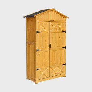 sweeek - 105 cm tuinhuisje in dennenhout, 6 opbergruimtes