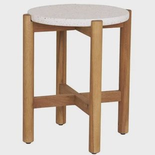 House Nordic Terracina Ronde Bijzettafel Acacia|Terrazo