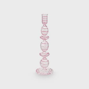 Pip Studio - Kandelaar - Woonaccessoires - Roze - Glas Swirl - 28cm