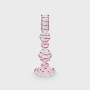 Pip Studio - Kandelaar - Woonaccessoires - Roze - Glas Swirl - 22cm