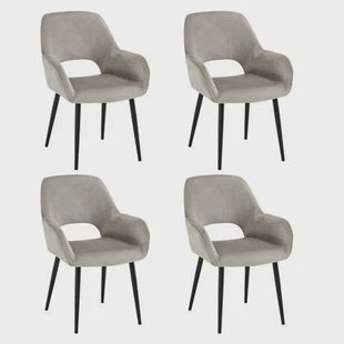 Furnihaus Eetkamerstoelen met armleuning Levi Taupe Stof - Set van 4