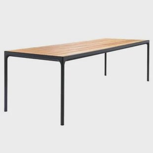 Four tuintafel 270x90 bamboe, onderstel zwart