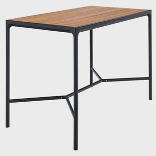 Four statafel buiten 160x90 bamboe, zwart onderstel