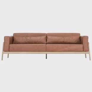 Fawn sofa 3+ whitewash Dakar Leather Whiskey
