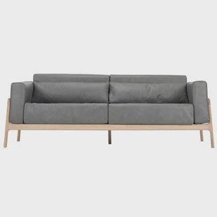 Fawn sofa 3-zits whitewash Dakar Leather Grey