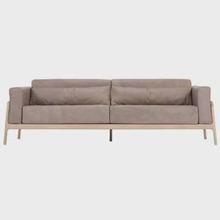 Fawn sofa 3+ whitewash Dakar Leather Stone