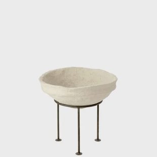 J-Line Schaal op Voet Papier Mache Wit