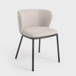 Kave Home - Ciselia stoel beige chenille en staal in zwart FSC Mix