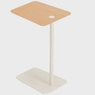 Gazzda Loop bijzettafel gelakt eiken naturel, wit onderstel
