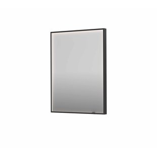 Spiegel INK SP19 60x4x80 cm incl. direct LED-Verlichting Rondom en Spiegelverwarming Geborsteld Metal Black