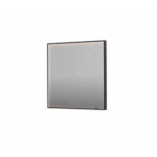 Spiegel INK SP19 80x4x80 cm incl. direct LED-Verlichting Rondom en Spiegelverwarming Geborsteld Metal Black