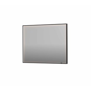 Spiegel INK SP19 100x4x80 cm incl. direct LED-Verlichting Rondom en Spiegelverwarming Geborsteld Metal Black