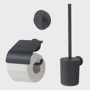 Tiger Urban Toiletaccessoireset - Toiletborstel met Houder - Toiletrolhouder met Klep - Handdoekhaak - Zwart