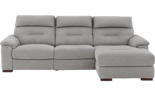 Goossens Bank Boris grijs, stof, met chaise longue rechts Goossens Bank Boris grijs, stof, met chaise longue rechts