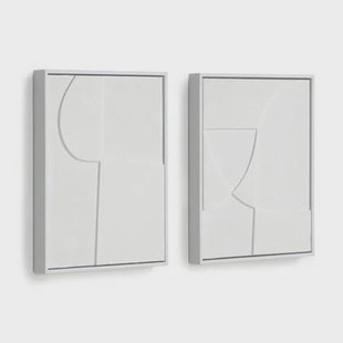 Kave Home - Set Beija met twee witte kunstwerken 32 x 42 cm