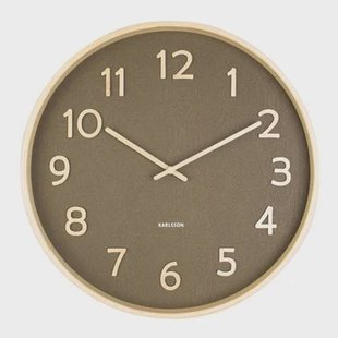 Karlsson Pure Wood Grain Klok - Mosgroen