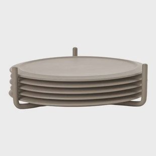 Zone Denmark Singles Onderzetters 6 st. met Houder - Taupe