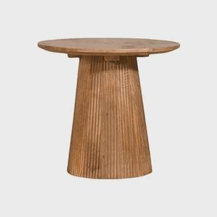 by fonQ Grand Bijzettafel Lichtbruin Mangohout - Ø 50 cm