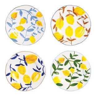 &k amsterdam Lemon Twig Bord Ø 22 cm - Set van 4