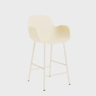 Normann Copenhagen Form Barkruk High 65 cm met Armleuning - Staal - Crème
