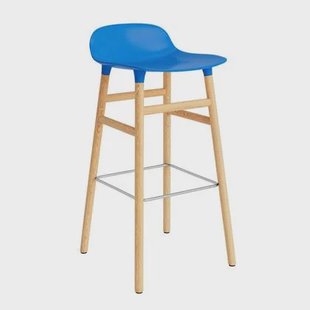 Normann Copenhagen Form Barkruk Low 75 cm - Eiken - Bright Blue