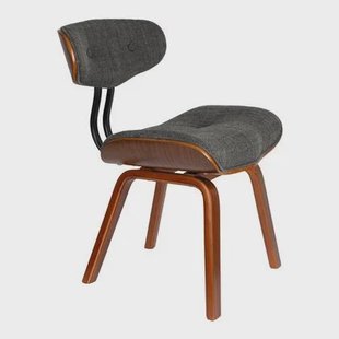 Dutchbone Blackwood Stoel - Donkerbruin Onderstel - Grijs Textiel