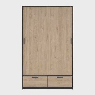 by fonQ basic Slim Kledingkast - B 121,2 - Eiken met zwarte rand