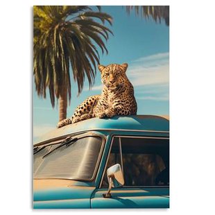 Reinders - Cheetah Rooftop - Glasschilderij 78x116cm